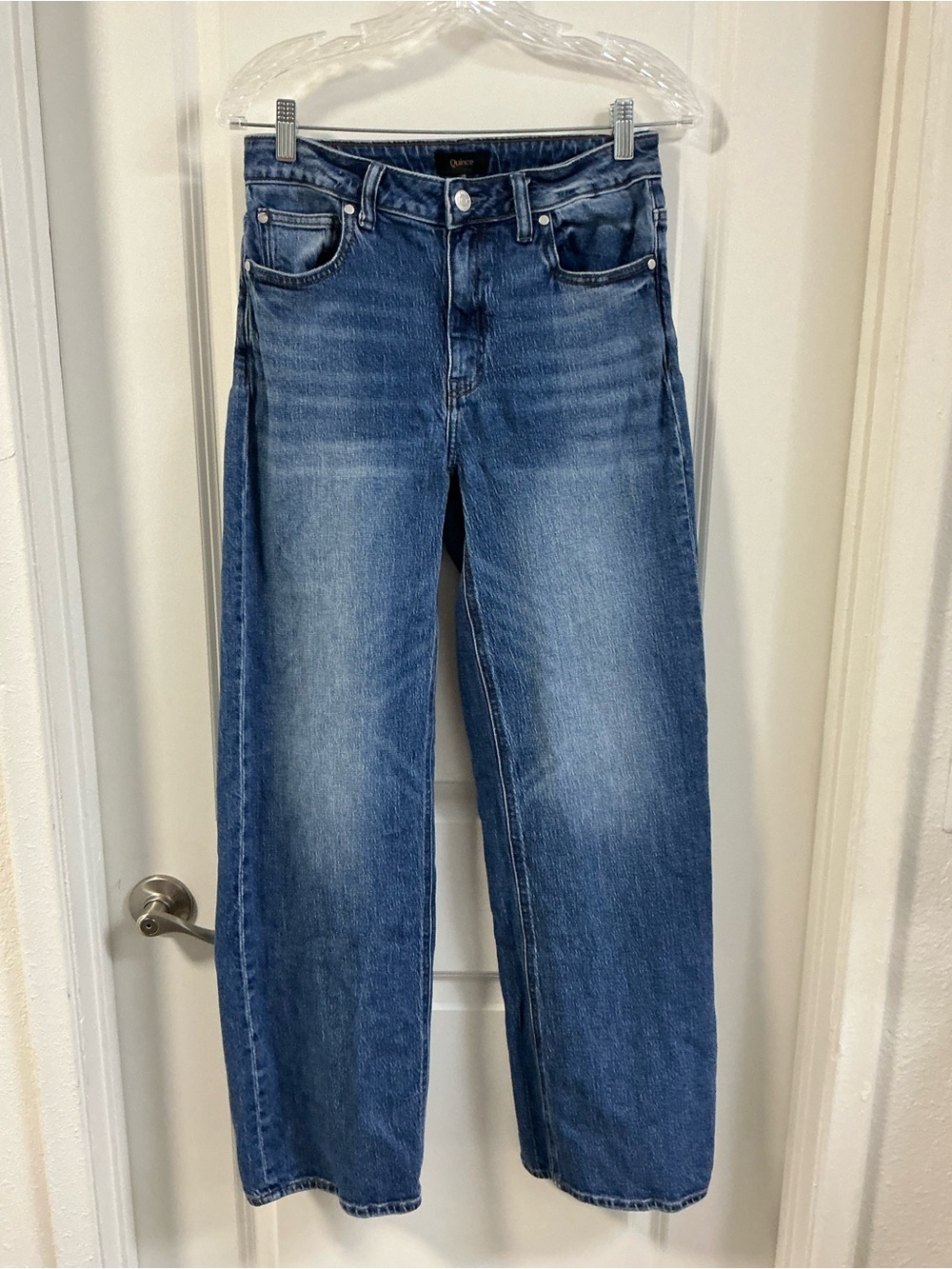 Quince Women’s Bella Stretch High Rise Wide-Leg Jeans Wash Organic Cotton 28